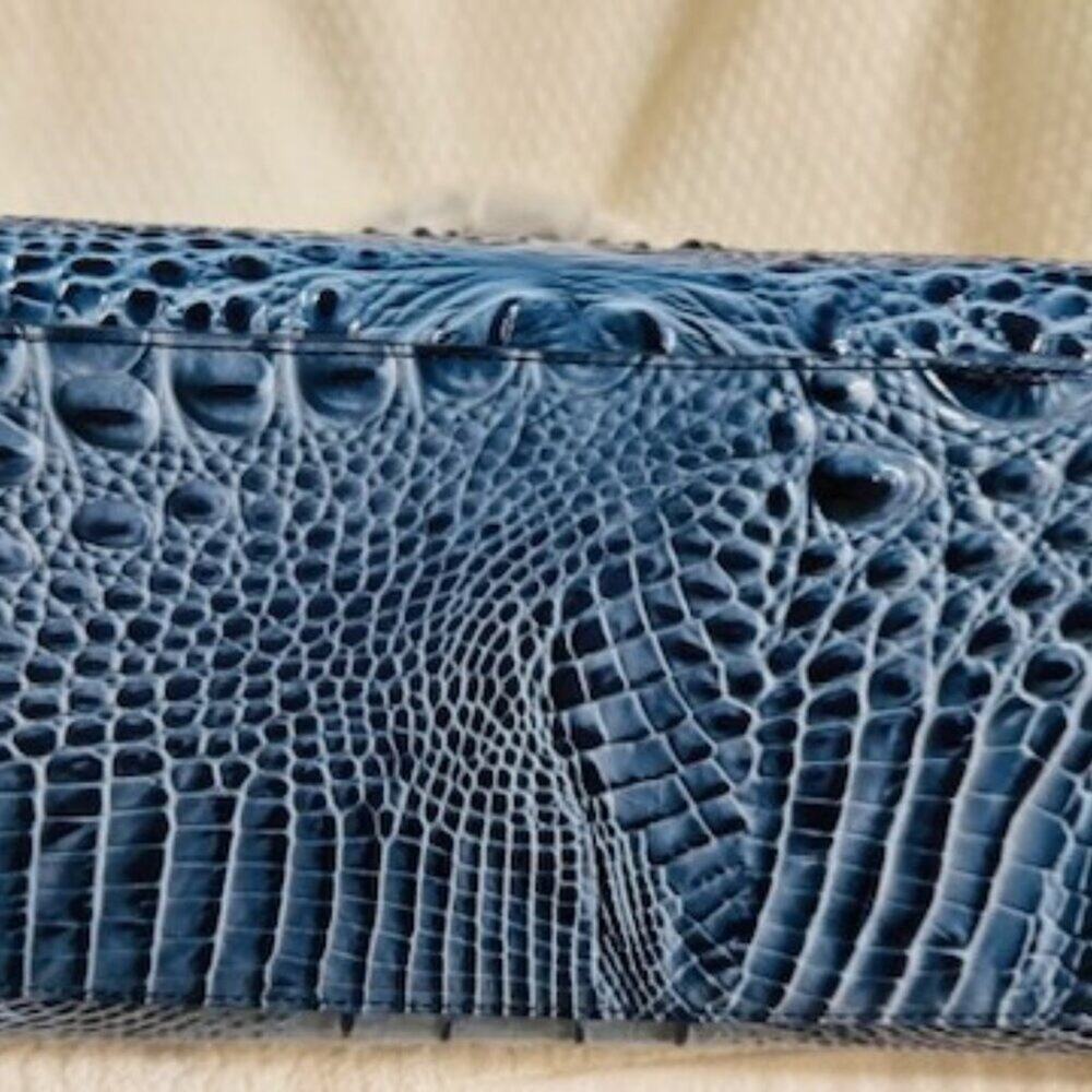 ⚡Brahmin Blue Serenade Caroline Satchel Melbourne Croc Leather NWT - Picture 4 of 9